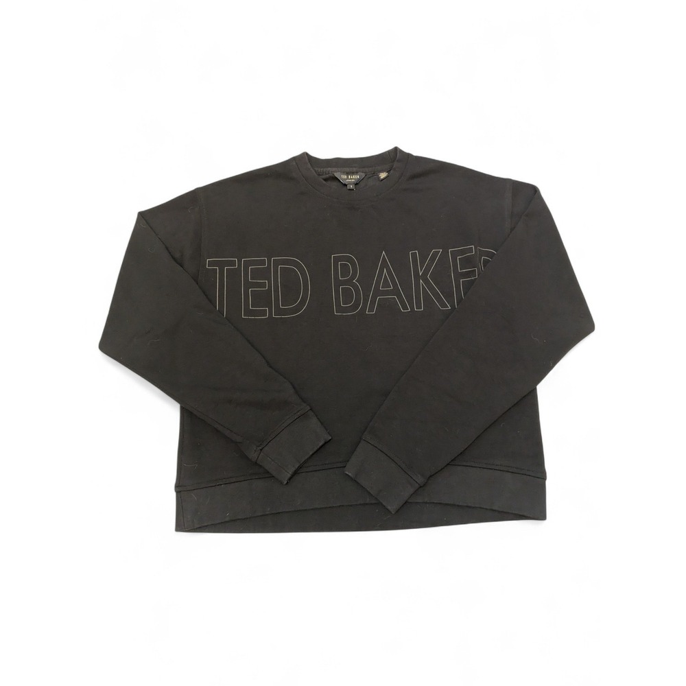 Ted Baker London Women's Long Sleeve Pullover Sweatshirt Black Casual Top Jumper